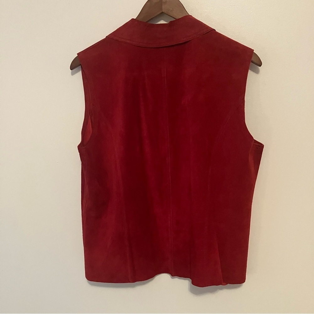 NWT Coldwater Creek Vest Womens Sz. L Red Suede Leather Western Boho Cut Out - Picture 5 of 5
